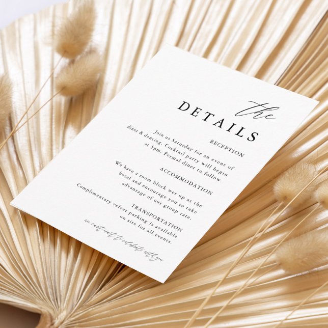 Tarjeta De Recepción Elegante Rústico Sencillo Boda Los Detalles (Subido por el creador)