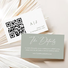 Tarjeta De Recepción Elegante Sage Green Boda Web Código Qr