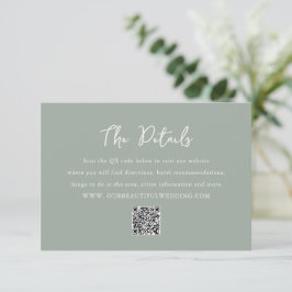 Tarjeta De Recepción Elegante Sage Green Código QR Boda moderno