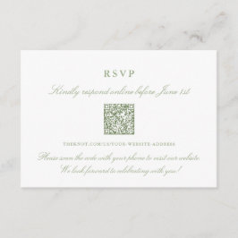 Tarjeta De Recepción Elegante Sage Green Online RSVP Código QR