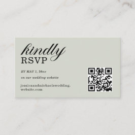 Tarjeta De Recepción Elegante Sage Green RSVP Sitio Web Código QR