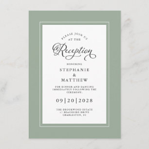 Tarjeta De Recepción Elegante Sage Green Wedding Moda Fronteras
