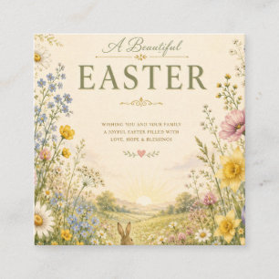 Tarjeta De Recepción Elegante saludo de Pascua de flor silvestre, diseñ