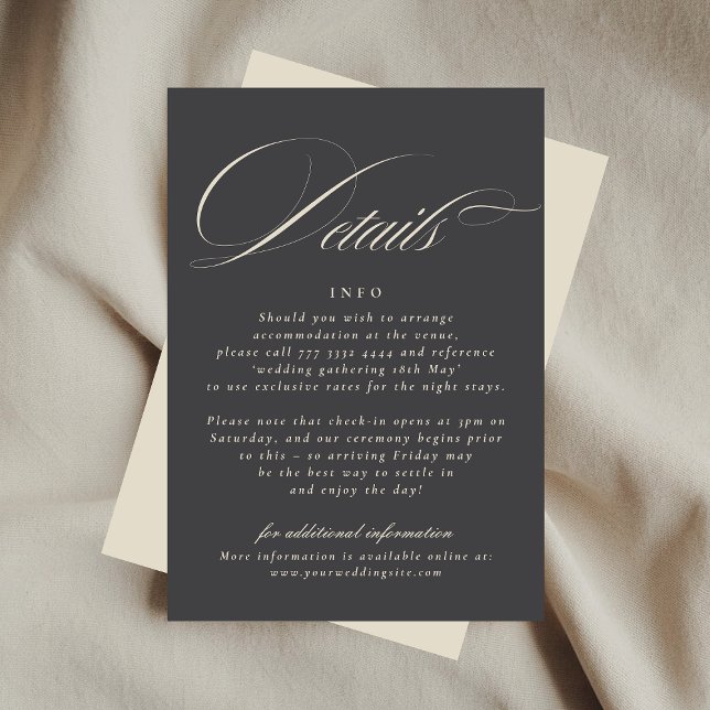 Tarjeta De Recepción Elegante Script Beige Carbón Formal El Boda (Subido por el creador)