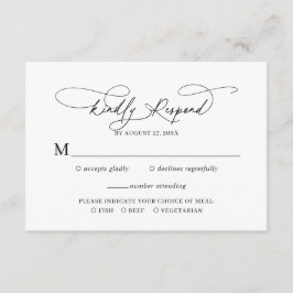 Tarjeta De Recepción Elegante Script Floral Dusty Blue Wedding Rsvp