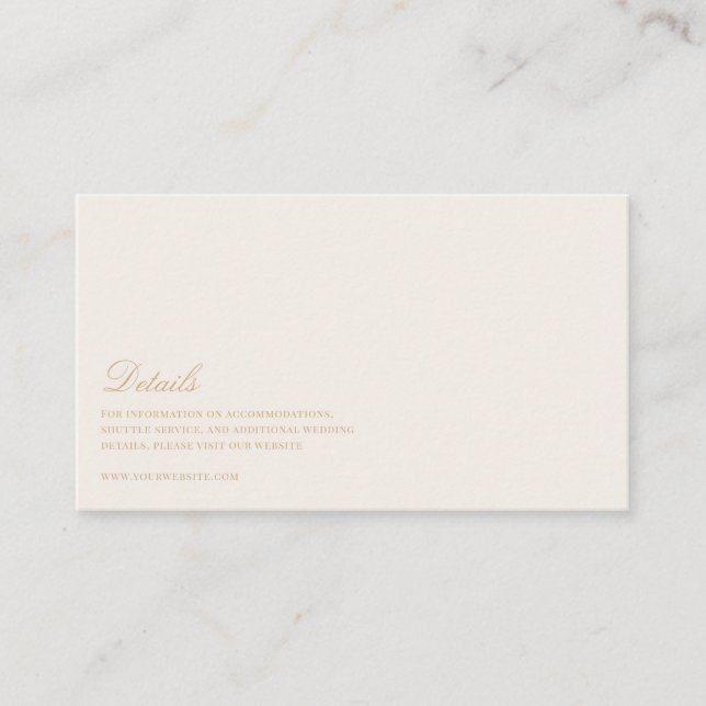 Tarjeta De Recepción Elegante Script Gold y detalles de Boda de marfil (Anverso)