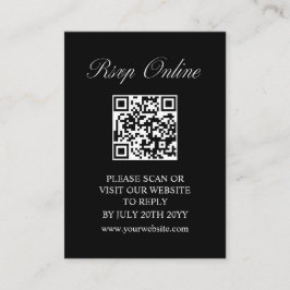Tarjeta De Recepción Elegante Script Mínimo Formal Boda Negra RSVP