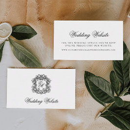 Tarjeta De Recepción Elegante Script Monograma Escudo Sitio Web Boda