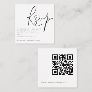 Tarjeta De Recepción Elegante Script QR Boda de código RSVP