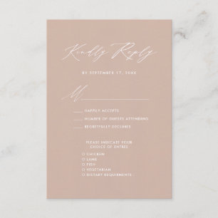 Tarjeta De Recepción Elegante Script Rubor Minimalista rosa RSVP