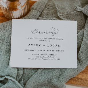Tarjeta De Recepción Elegante Script Simple Ceremonia de Boda Privado