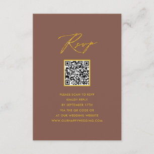 Tarjeta De Recepción Elegante Script Terracotta Simple QR Wedding RSVP