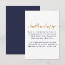Tarjeta De Recepción Elegante Seguridad y Salud de Boda en Oro y Azul M