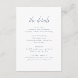 Tarjeta De Recepción Elegante Sencillo Guión Formal Boda Azul Dusty