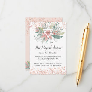 Tarjeta De Recepción Elegante servicio Rubor Floral Bat Mitzvah