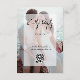 Tarjeta De Recepción Elegante simple 2 Boda de guión superpuesto de fot