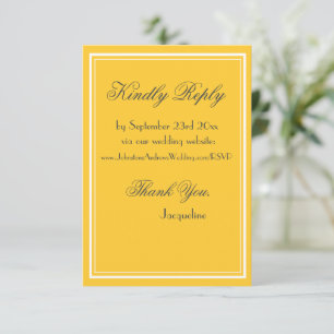 Tarjeta De Recepción Elegante Simple Amarillo Blanco Borde Fantasía Neg