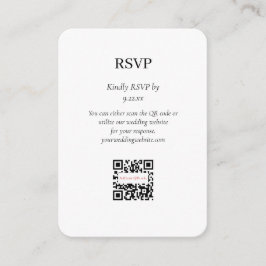 Tarjeta De Recepción Elegante simple blanco negro RSVP opción de código