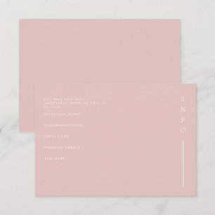 Tarjeta De Recepción Elegante simple Boda minimalista moderno de Rubor