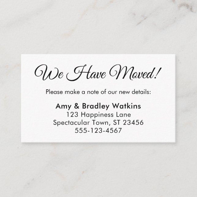 Tarjeta De Recepción Elegante, simple Hemos movido el cambio de direcci (Anverso)