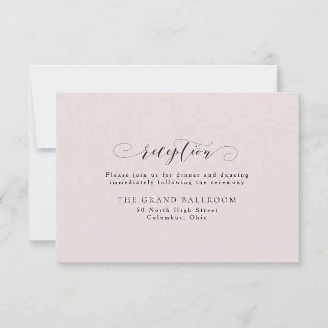 Tarjeta de recepción elegante simple rosa claro (Anverso)