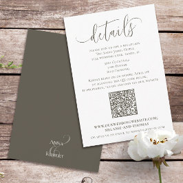 Tarjeta De Recepción Elegante Simple Script Details Brown | Código QR