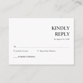 Tarjeta De Recepción Elegante simple tirografía Boda RSVP