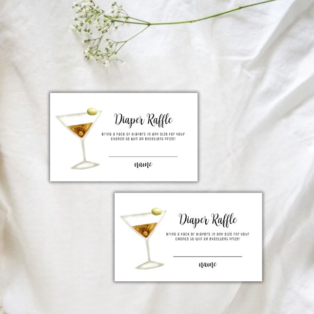 Tarjeta De Recepción Elegante Sip Ver Martini Diaper Raffle Baby Shower (Elegant Sip See Martini Diaper Raffle Baby Shower Enclosure Card)