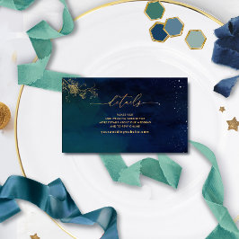 Tarjeta De Recepción Elegante sitio web azul, Boda verde de la marina /