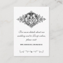 Tarjeta De Recepción Elegante sitio web Boda blanco y negro religioso