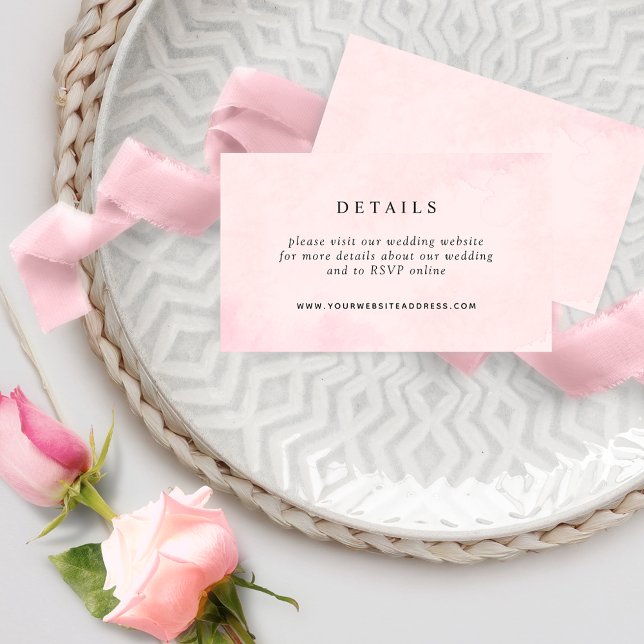 Tarjeta De Recepción Elegante sitio web Boda de acuarela rosa / detalle (Subido por el creador)
