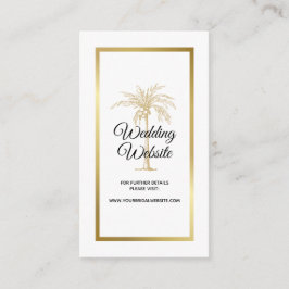 Tarjeta De Recepción Elegante sitio web Boda de Palm Tree Tropical Gold