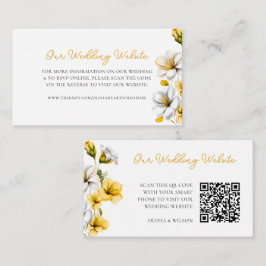 Tarjeta De Recepción Elegante sitio web Boda floral blanco y amarillo Q