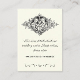 Tarjeta De Recepción Elegante sitio web clásico de Boda de marfil relig