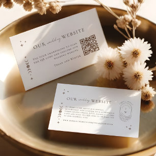 Tarjeta De Recepción Elegante sitio web de Boda Celestial RSVP Código Q