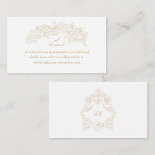 Tarjeta De Recepción Elegante Sitio Web de Boda Champagne Barroco
