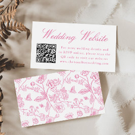Tarjeta De Recepción Elegante sitio web de Boda chino rosado Código QR