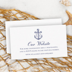 Tarjeta De Recepción Elegante sitio web de Boda de Ancla Azul de la Mar
