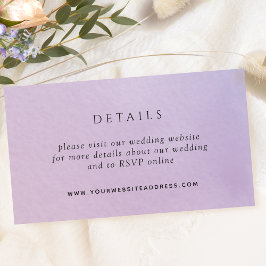 Tarjeta De Recepción Elegante sitio web de Boda de color morado/Detalle