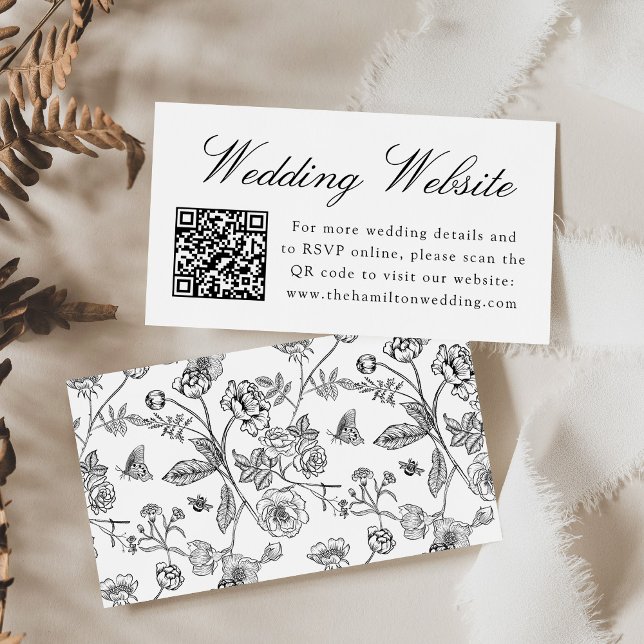 Tarjeta De Recepción Elegante sitio web de Boda de la Chinoiserie negra (Subido por el creador)