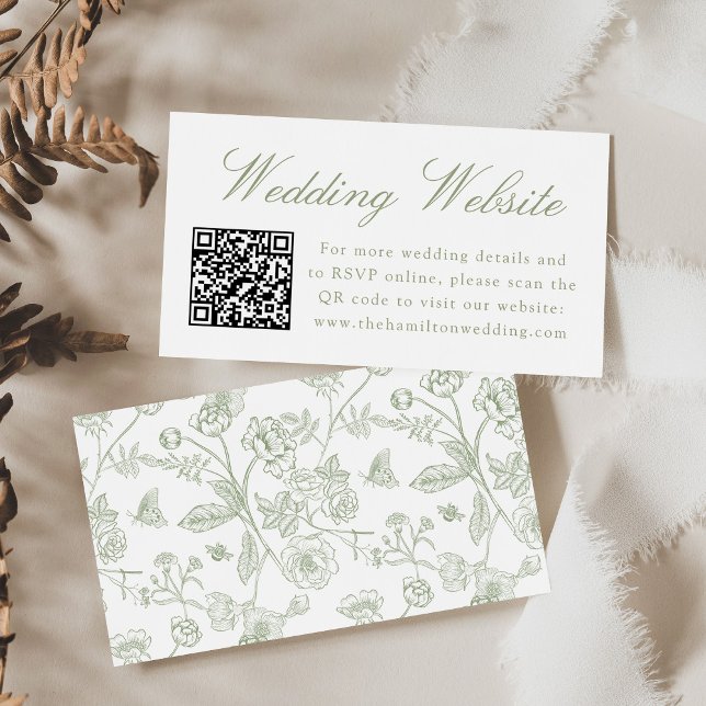 Tarjeta De Recepción Elegante sitio web de Boda de la Chinoiserie verde (Subido por el creador)