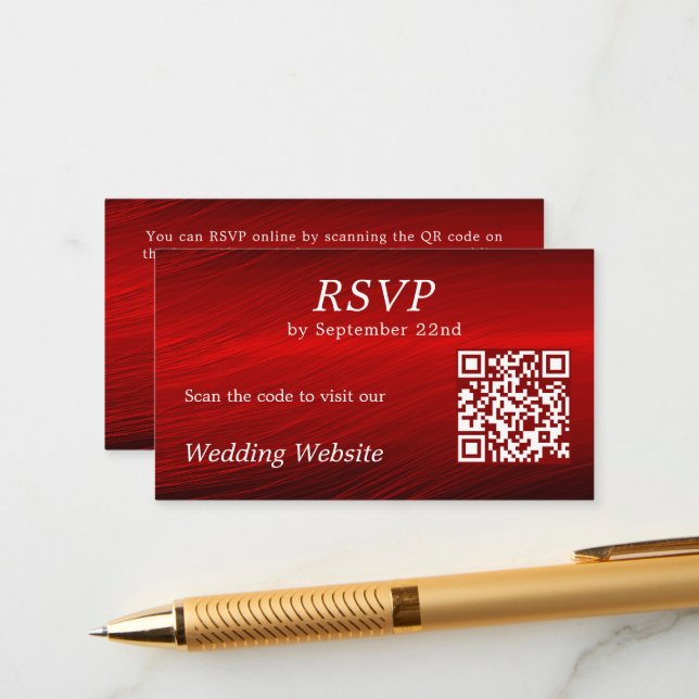 Tarjeta De Recepción Elegante sitio web de Boda de RSVP Rojo de Ruby Có (Anverso/Reverso In Situ)