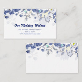 Tarjeta De Recepción Elegante sitio web de Boda floral de color azul