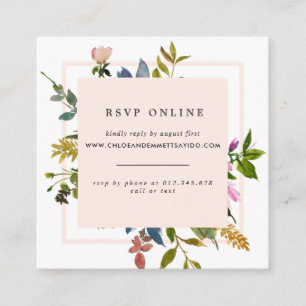 Tarjeta De Recepción Elegante sitio web de Boda floral rosa de Rubor RS