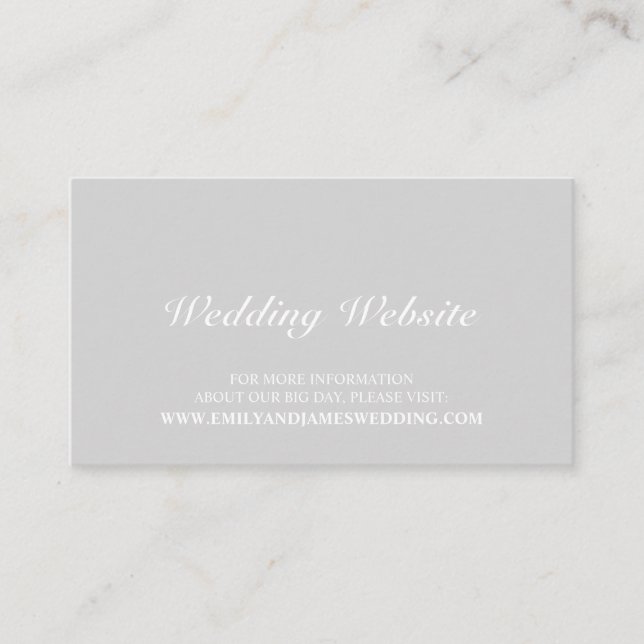 Tarjeta De Recepción Elegante sitio web de Boda Gris (Anverso)