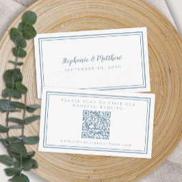 Tarjeta De Recepción Elegante sitio web de boda moderno código QR azul