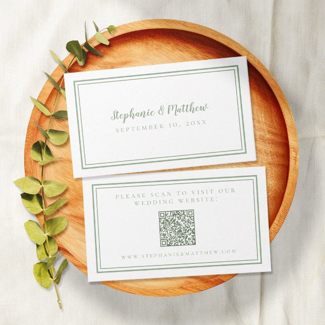 Tarjeta De Recepción Elegante sitio web de boda moderno Código QR Sage  (Subido por el creador)