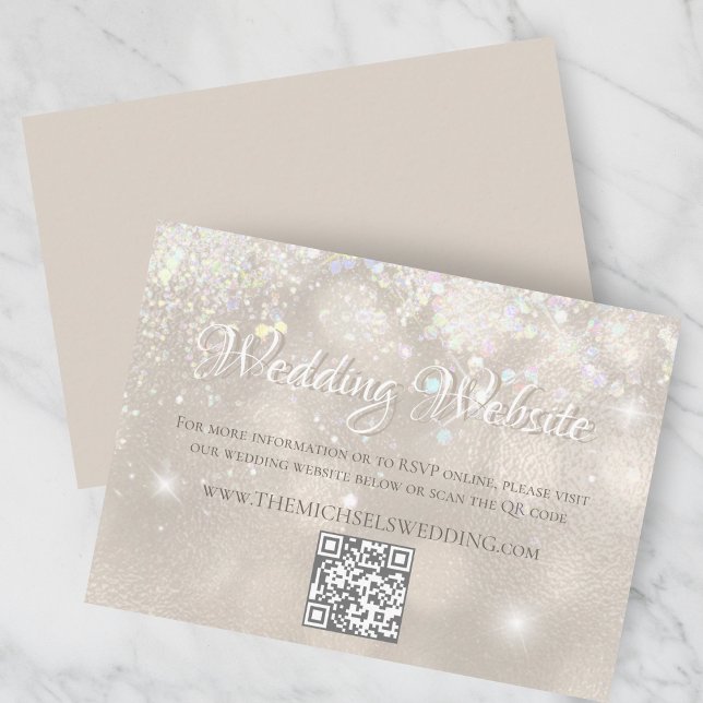 Tarjeta De Recepción Elegante sitio web de Boda Purpurina de Champagne (Subido por el creador)