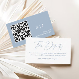 Tarjeta De Recepción Elegante sitio web de Bodas azules y blancos