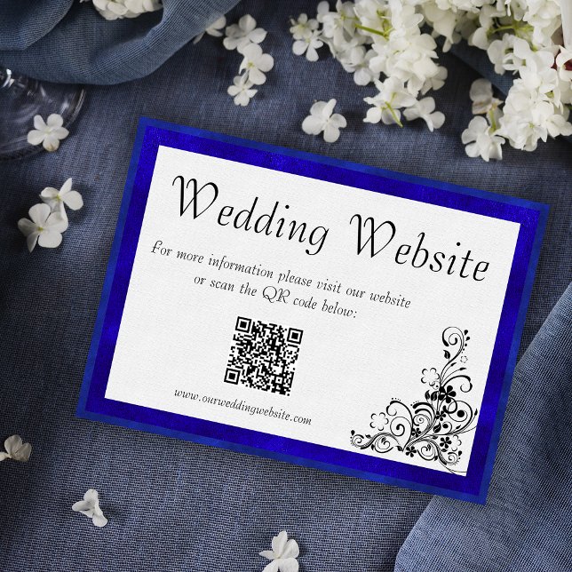 Tarjeta De Recepción Elegante sitio web de Bodas blancos y azules enmar (Subido por el creador)